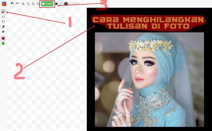 Cara hapus tulisan di foto online