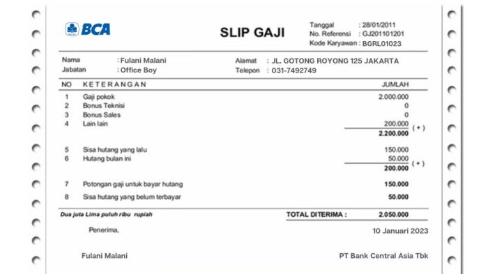 Rincian Gaji Karyawan di PT Bank Central Asia