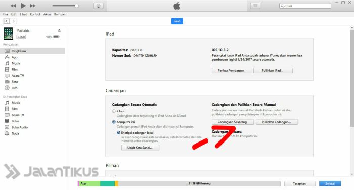 Cara backup data iphone dan ipad