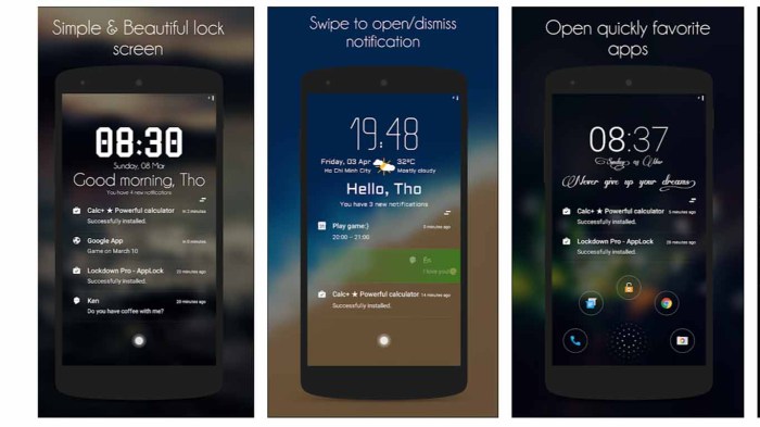 Layar aplikasi kunci locker Aplikasi kunci layar