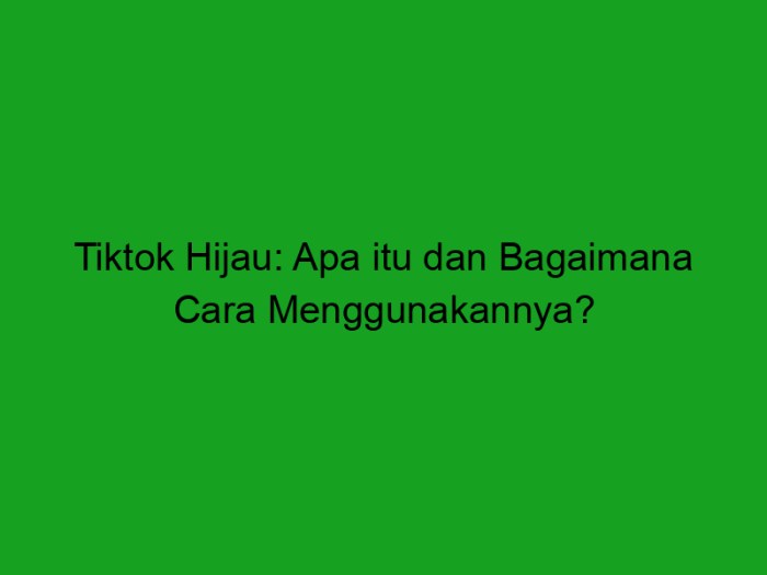 Apa itu green tiktok apk ini penjelasannya