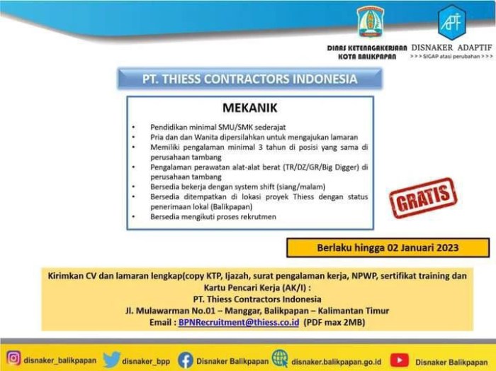 Gaji pt thiess contractors lengkap