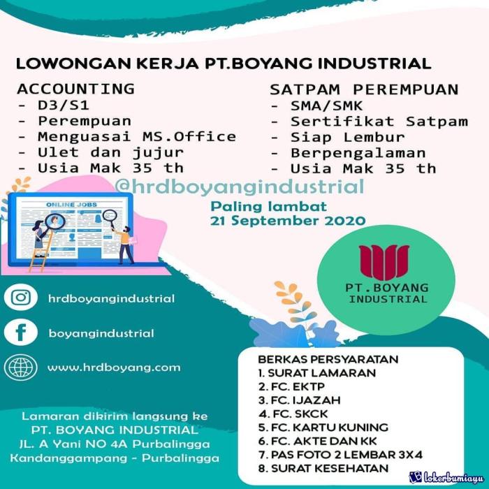 Gaji pt boyang industrial