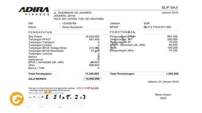 Gaji karyawan adira